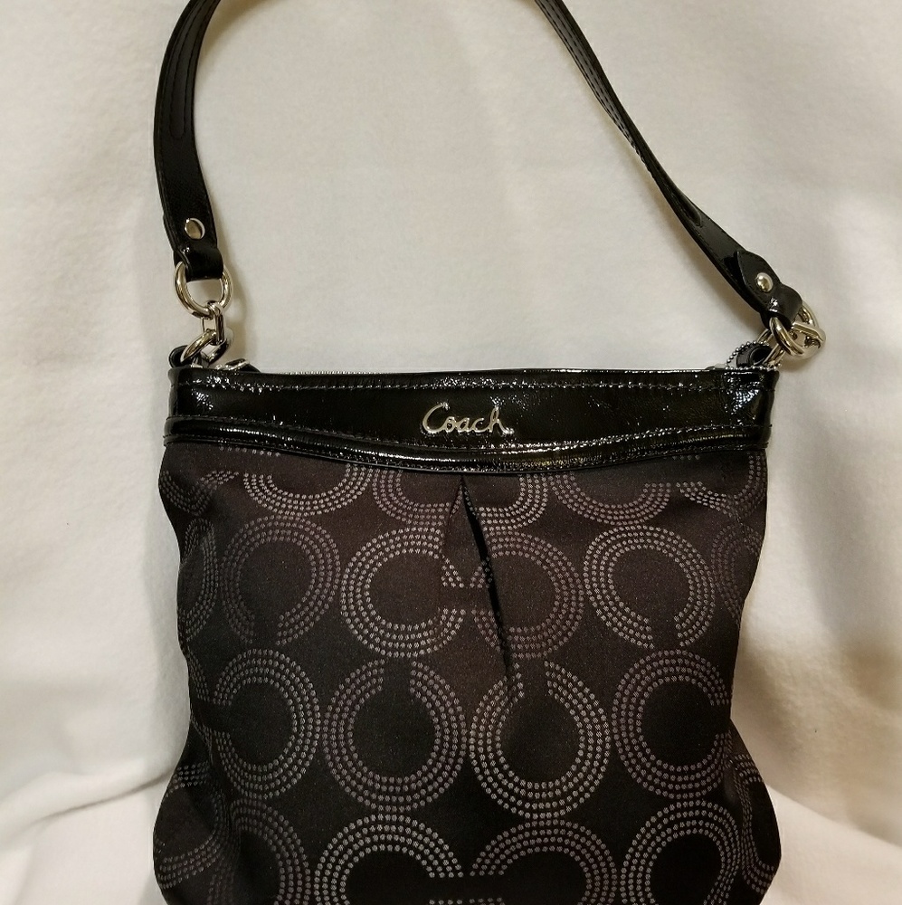 Coach Ashley Gray Black Op Art Crossbody Shoulder